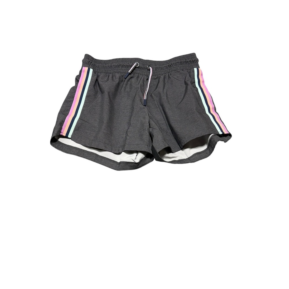 Girls Gray Shorts with Rainbow Stripes